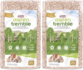 Living World Aspen Wood Shavings for Small Animals, Bedding & Nesting Material, 1200 Cubic Inches (Pack of 2)