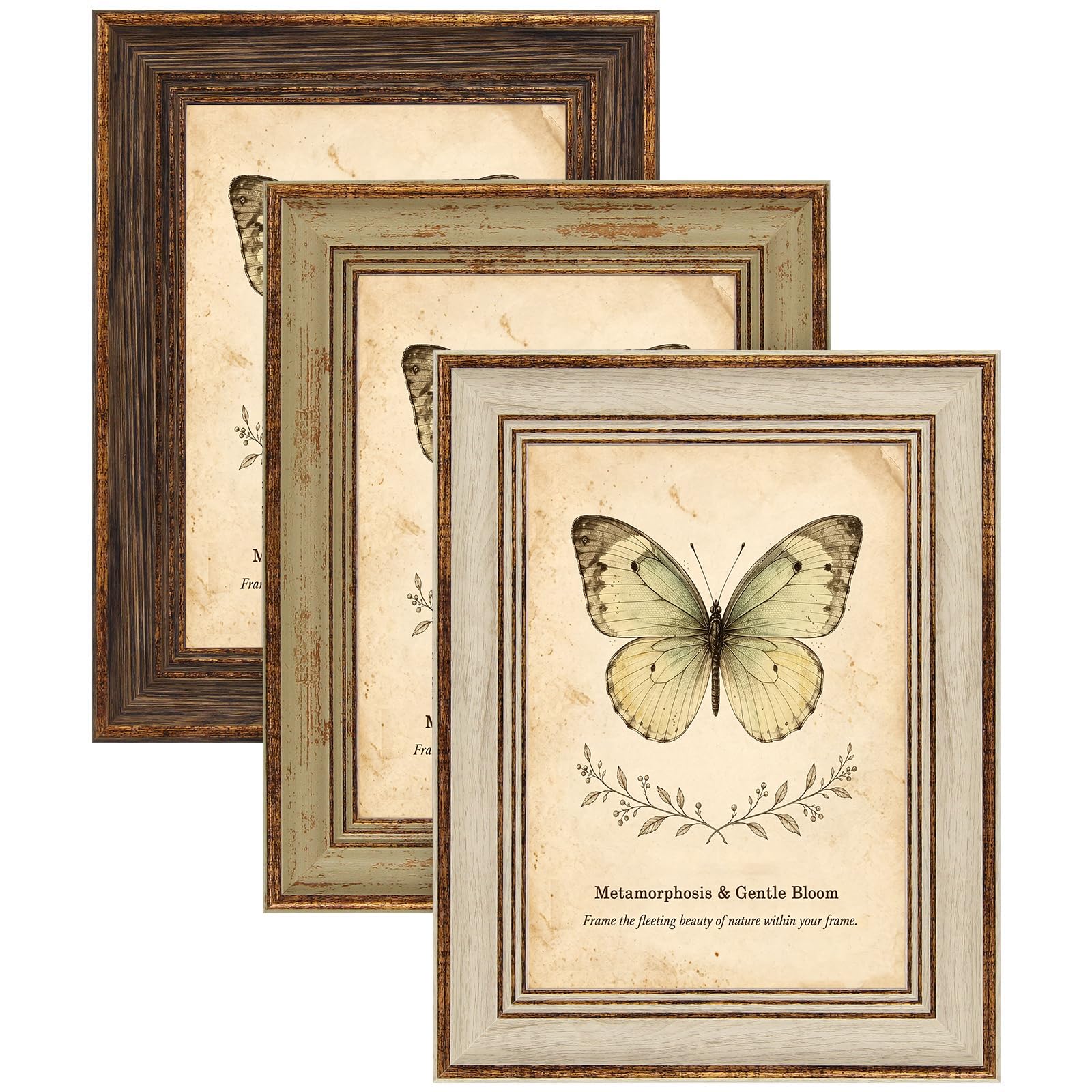 XUANLUO 3 Pack 7x5(18 x 13cm) Rustic Picture Frame,Multi Colors
