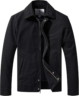 WenVen Men's Lightweight Military Cotton Jacket Casual Fall Lapel Work Coat
