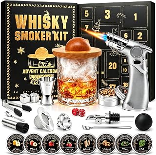 Whiskey Advent Calendar 2026 for Adults Men, 24 Day Bourbon Smoker Infuser Kit for Cocktail and Whisky Lovers, Perfect Christmas and Holiday Gift for Husband, Dad, Boyfriend, Him(NO BUTANE)