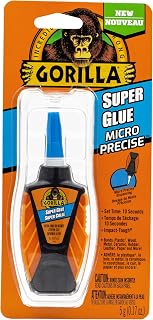 Gorilla Micro Precise Super Glue, Fast-Setting, Clear, Anti-Clog Cap | Precise Applicator Delivers Controlled Glue Placement For Fast Repairs, Crafts And Detailed Projects