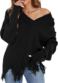RANPHEE Womens Slouchy Long Sleeve Sweaters Fall Off the Shoulder Cute Baggy Pullover Sweater