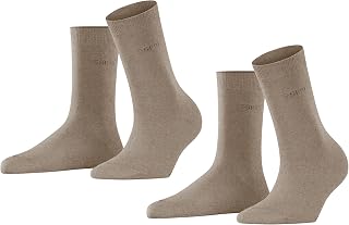 ESPRIT Women's Plain 2-Pack Breathable Cotton Socks