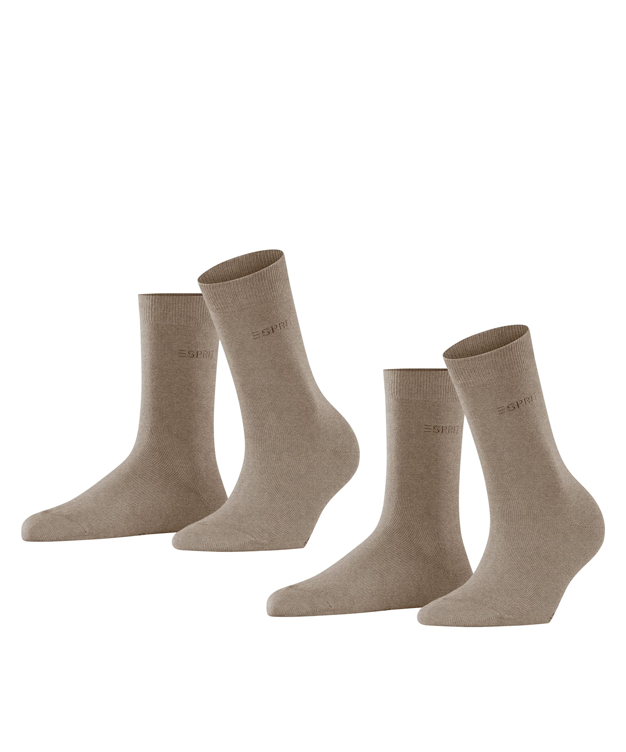 ESPRIT Women's Plain 2-Pack Breathable Cotton Socks