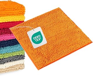 WohnDirect Orange Bath Mat, 45 x 45 cm, Non-Slip Microfibre