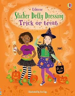 Sticker Dolly Dressing Trick or treat: An Interactive Dress-Up Halloween Book with Costumes, Carved Pumpkins, and Scarecrows, for Kids (Ages 5-8)