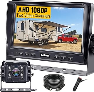 Yakry RV Backup Camera Plug and Play - No Delays 7" HD 1080P Reverse Camera | Easy install IR Night Vision Rear View Camera with IP69K Waterproof 2 Channels for Truck Trailer Camper Tractor Y14