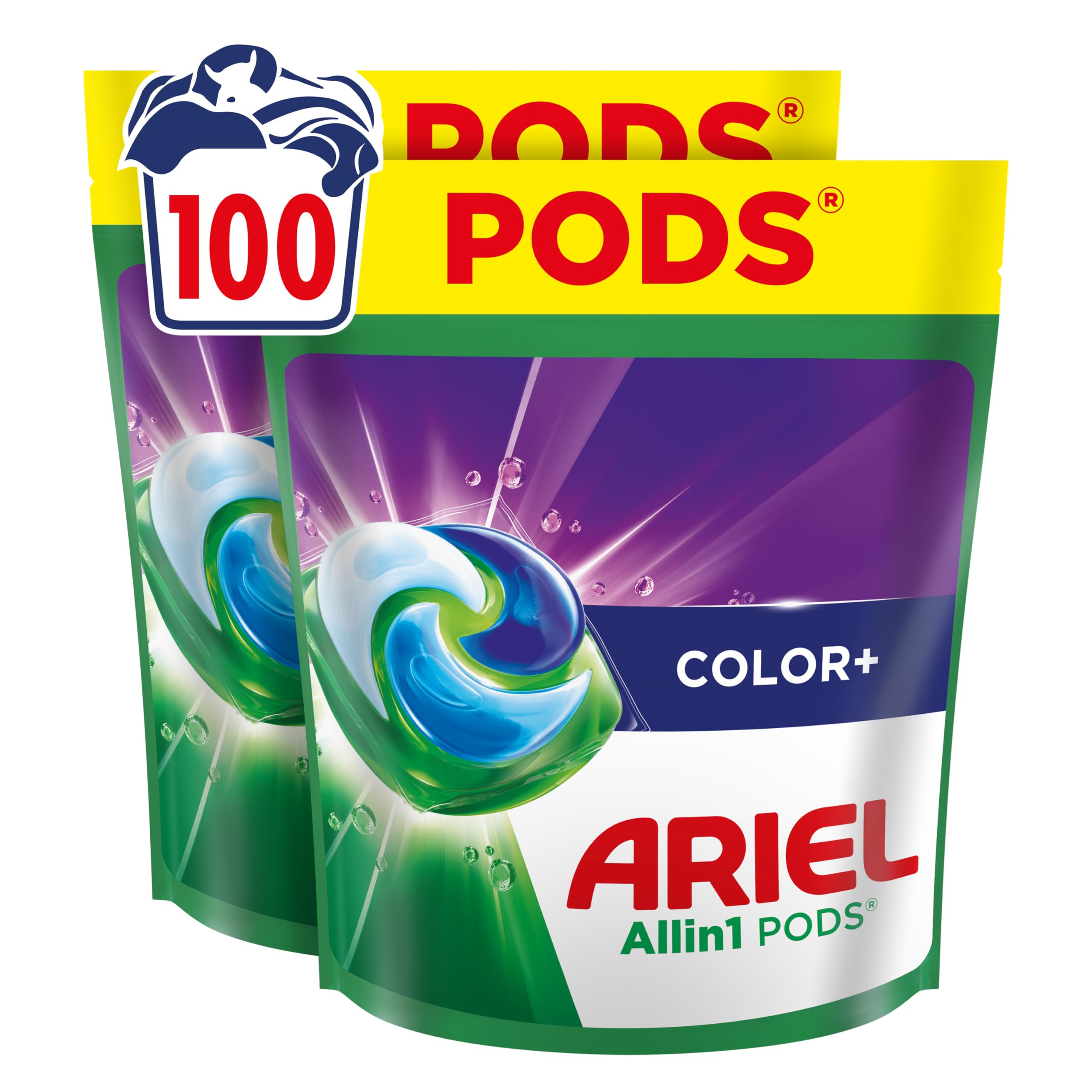 Ariel Pods Color+ Detergent - 100 Washes | With stain-away power from the 1st Wa