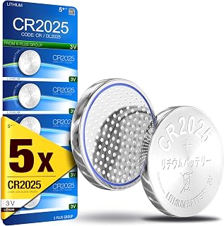 CR2025 DL2025 3V Lithium Coin Cell Batteries (5 Pack) – Long Lasting Button Battery for Car Key Fobs, Scales, Toys, LED Lights & Medical Devices