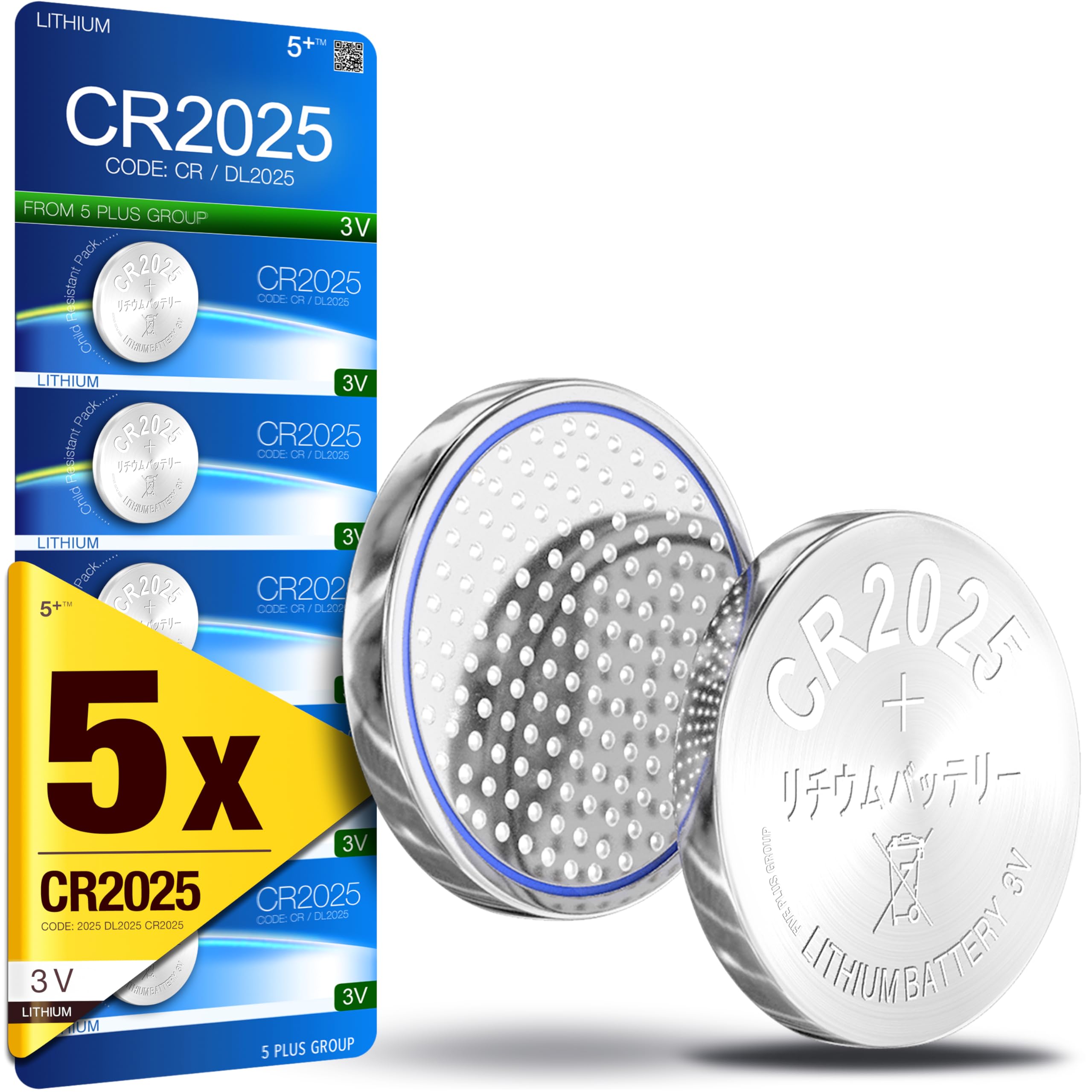 CR2025 DL2025 3V Lithium Coin Cell Batteries (5 Pack) – Long Lasting Button Batt
