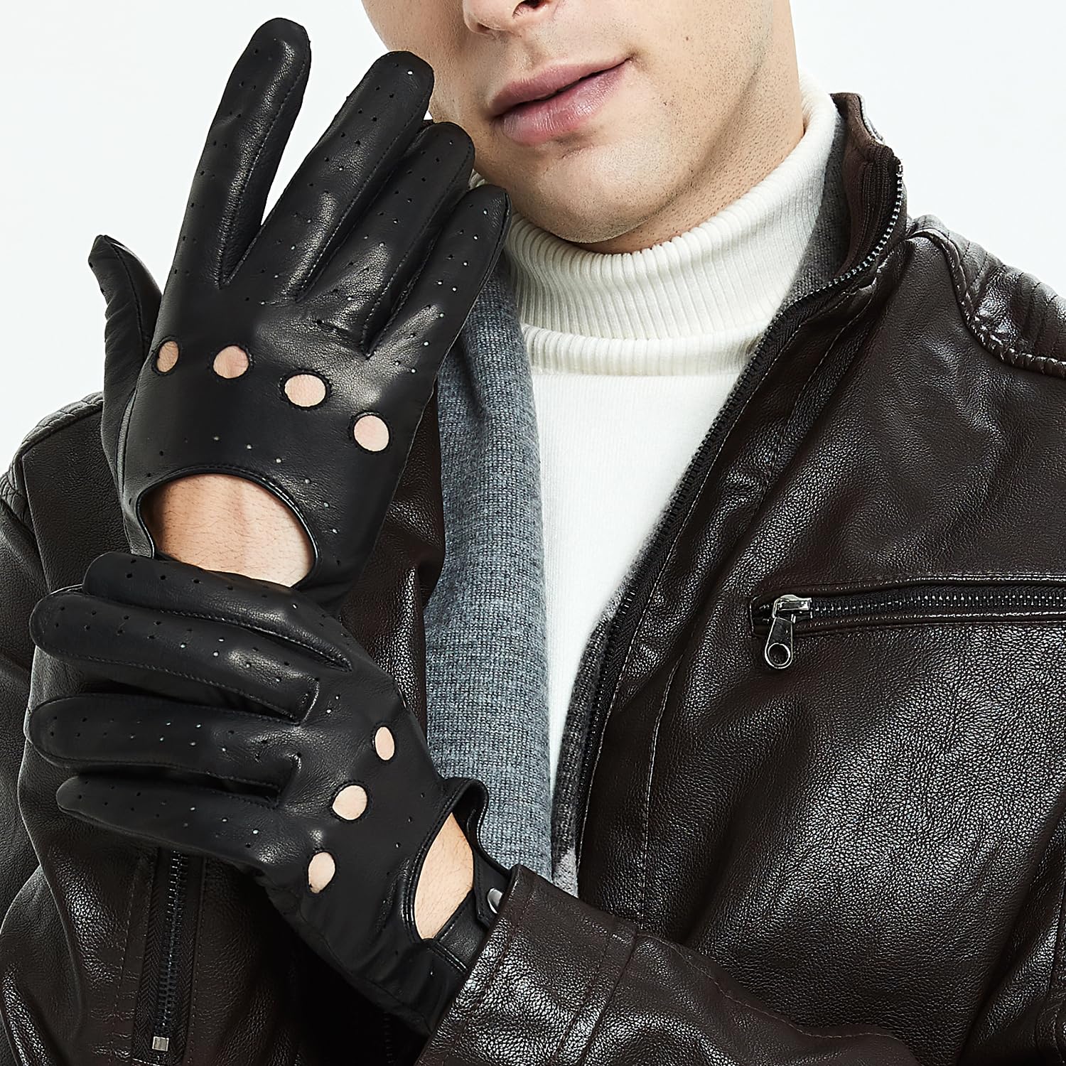 ZLUXURQ Mens Italian Design Soft And Thin Excellent Lambskin Leather Touchscreen