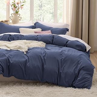 Bedsure Navy Duvet Cover Queen - 3Pcs Prewashed Soft Bedding Set