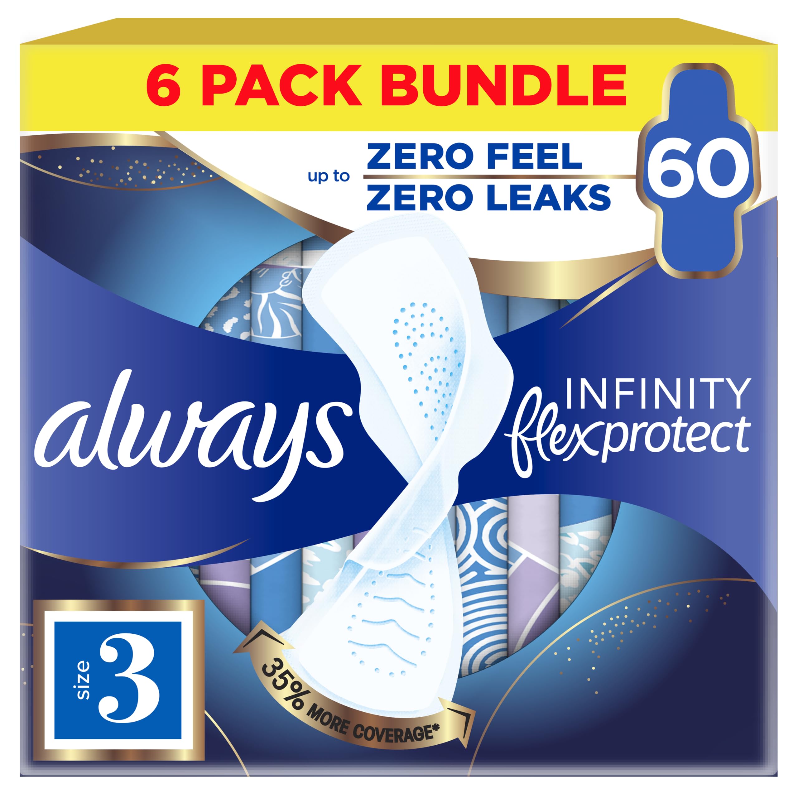 Always Infinity Flex Protect Night Size 3 Sanitary Towels with Wings 10 Pads X P