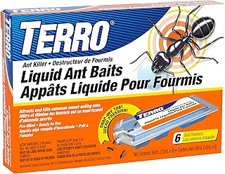 TERRO Liquid Ant Bait Stations T300CAN - Liquid Bait to Eliminate Ants - Bait System - 6 Count Stations for Effective Indoor Ant Control