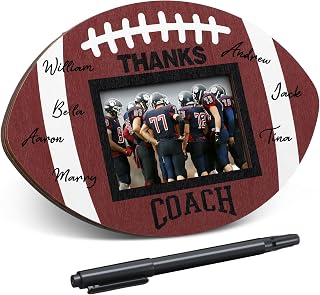 RattanView 4 x 6 Inch Thanks Coach Football Ball Picture Frame