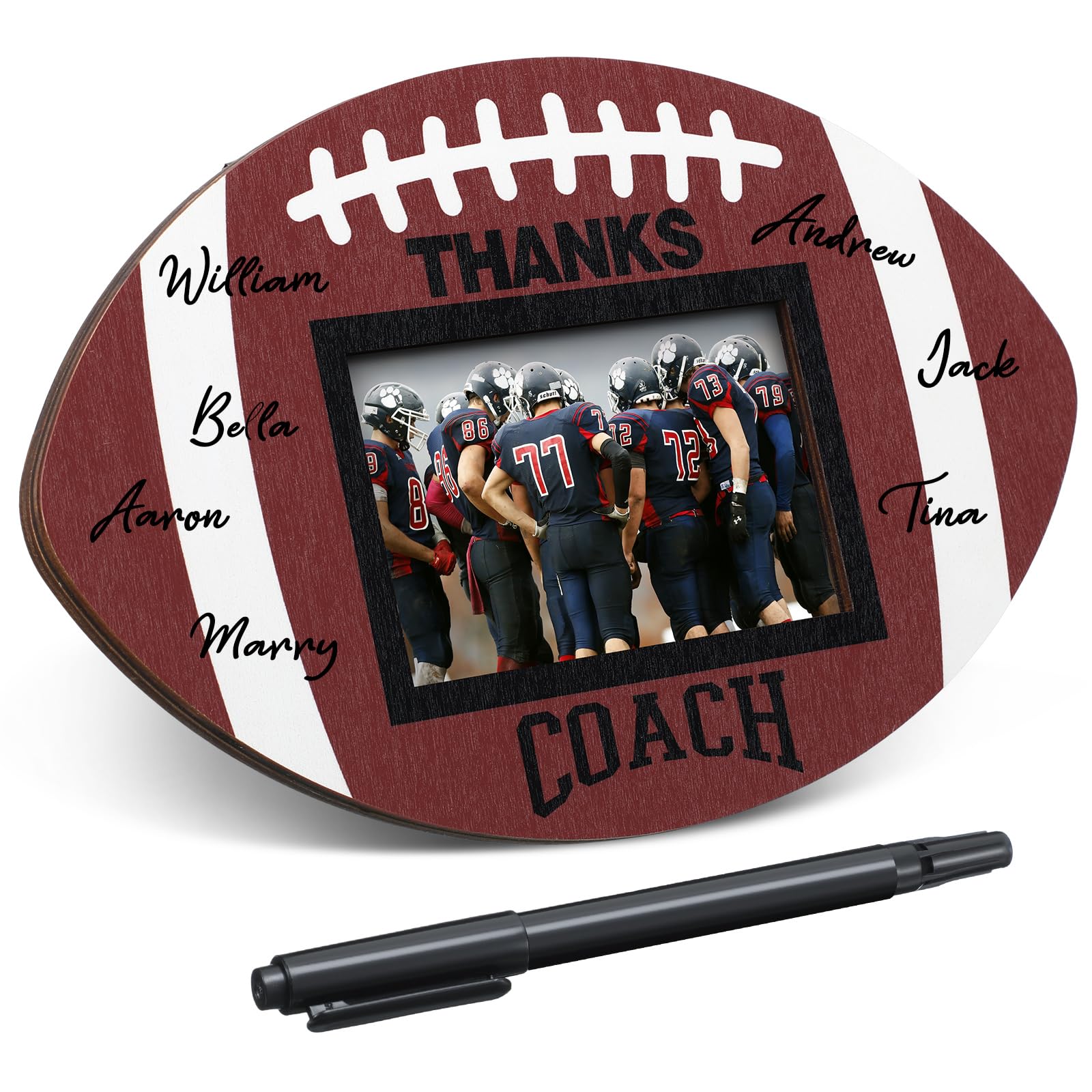 RattanView 4 x 6 Inch Thanks Coach Football Ball Picture Frame
