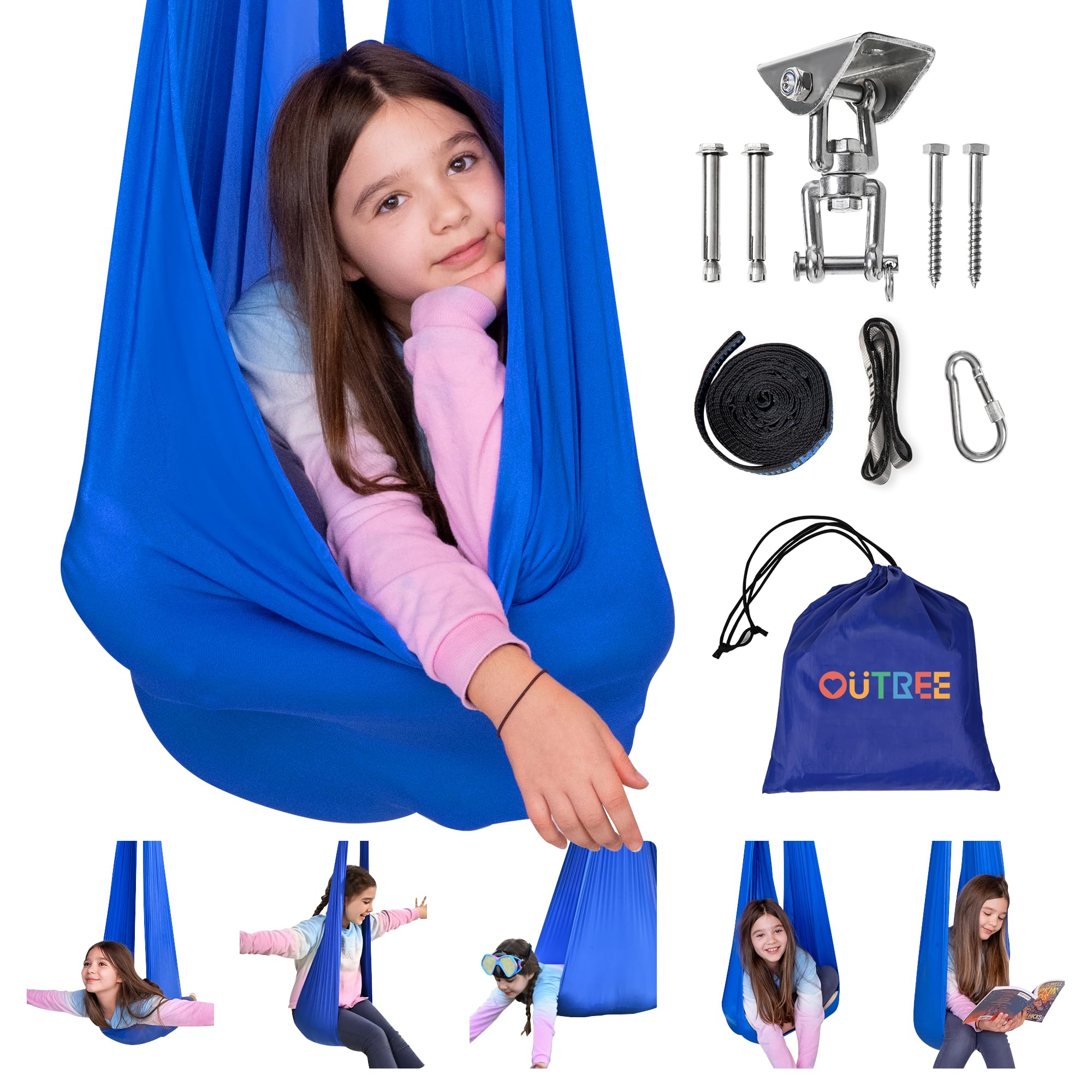 OUTREE Sensory Swing for Kids with 360° Swivel Hanger, Indoor Therapy Swing Grea