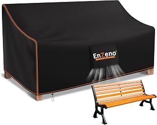 Enzeno Garden Bench Covers Waterproof 2 Seater Garden Furniture Covers | Air Vents,Windproof Drawstring,210D Oxford Fabric,Anti-UV Outdoor Bench Cover Patio Loveseat Cover 134x65x89/63cm