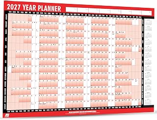 AIBULO 2027 Year Planner – Large A1 85 x 58cm Laminated 2027 Wall Planner with 200+ Stickers & Dry Wipe Pen | Reusable 2027 Wall Calendar for Home, Office, School & Business