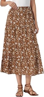 Allegra K Floral Maxi Skirt for Women Boho Elastic High Waist A-Line Skirts