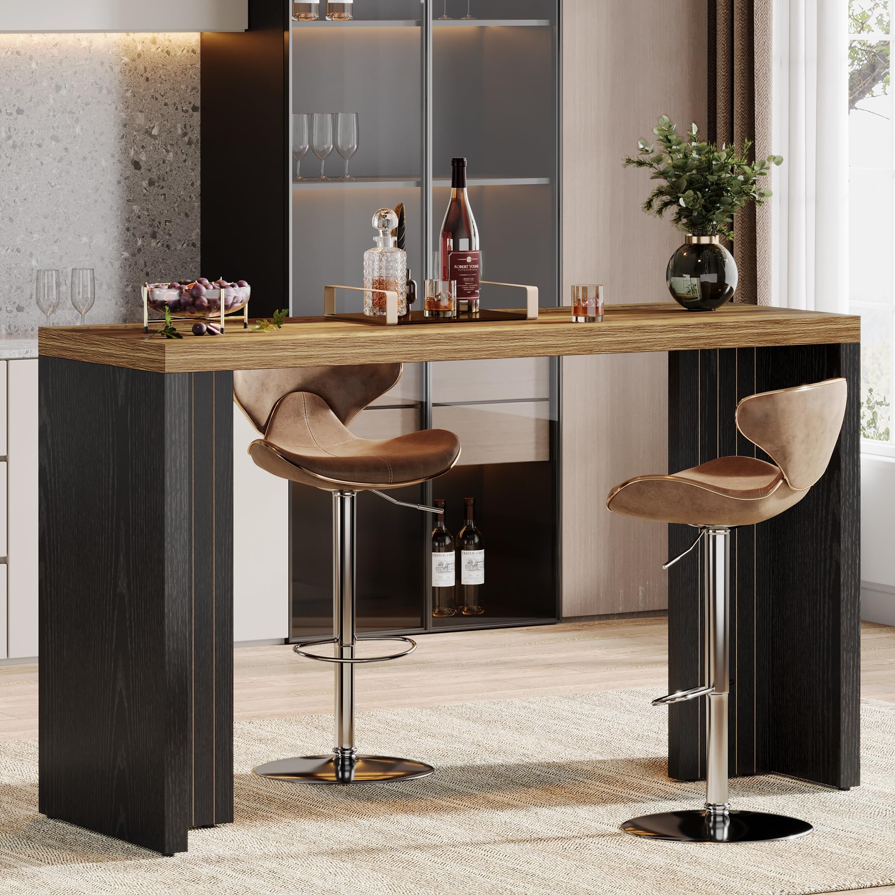 Tribesigns Home Bar Unit, 55.12-Inch Bar Table with a Spacious Tabletop, Modern 