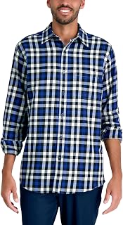 Haggar Men's Long Sleeve Cotton Flannelette Checked Classic Checked Flannel Shirt