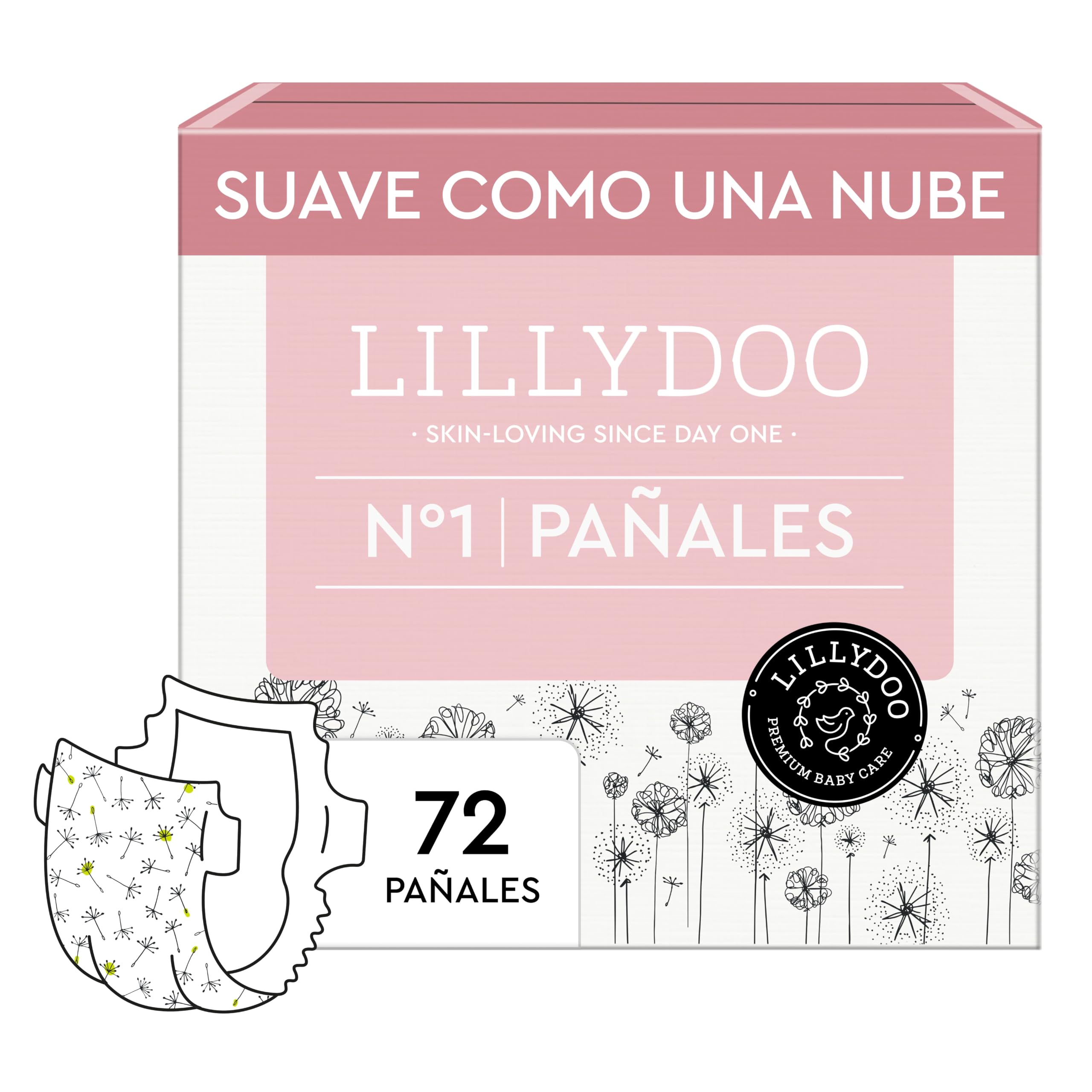 LILLYDOO Diapers, Size 1 (2+ kg), 72 pcs., Leak Protection | Skin-friendly diape