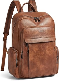 Shrrie 17 inch Laptop Backpack for Women, Leather Computer Backpack Purse