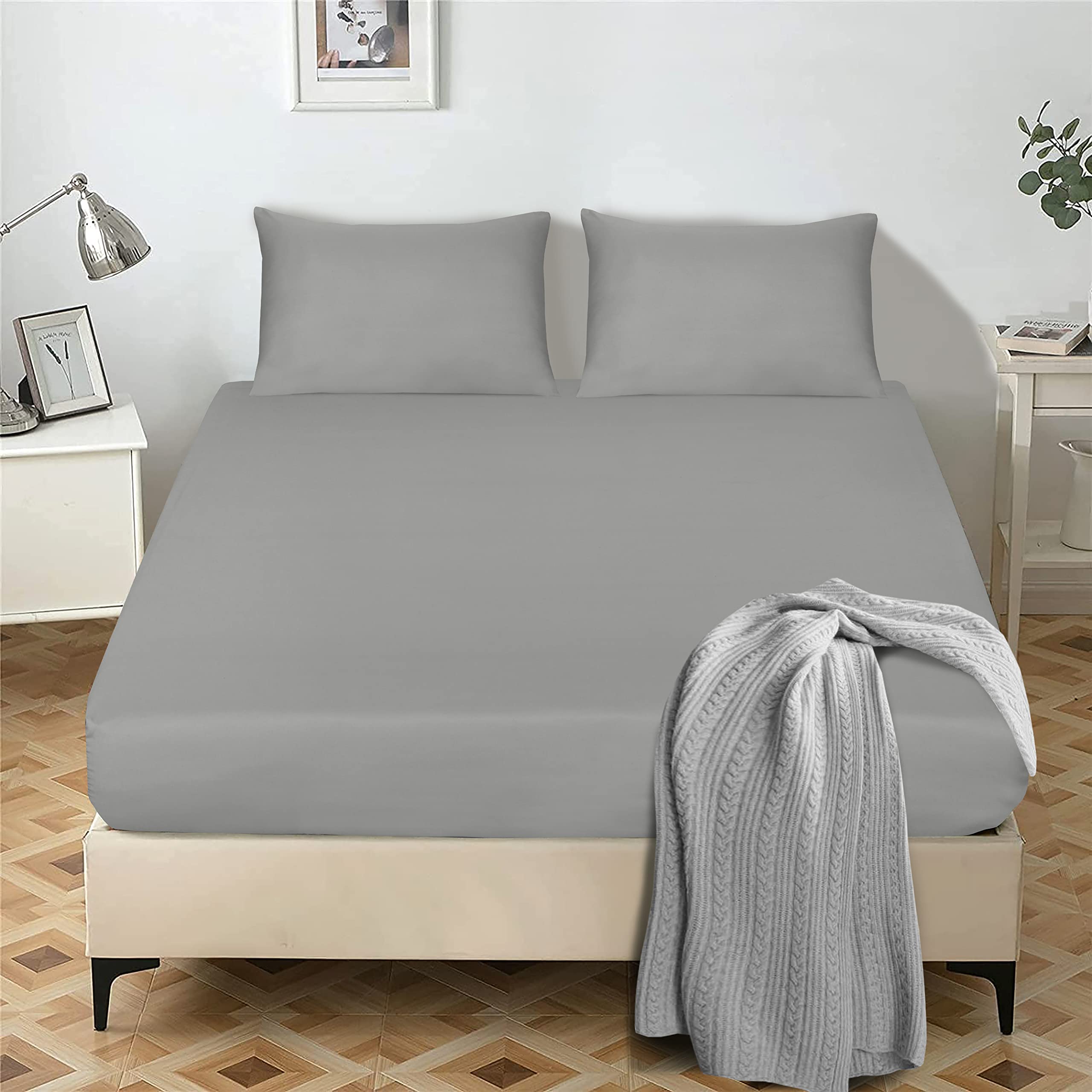 My home store Double Fitted Sheet 25 cm Deep Brushed Microfiber Ultra Soft No-Ir
