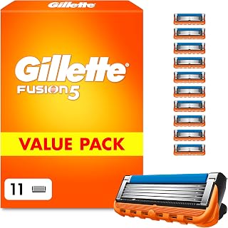 Gillette Fusion5 Razor Blade Refills for Men, 11 Count | 5 Anti-Friction Blades System, Precision Trimmer, Up to 20 Shaves per Refill, Enhanced Lubrastrip, Facial Contour Comfort