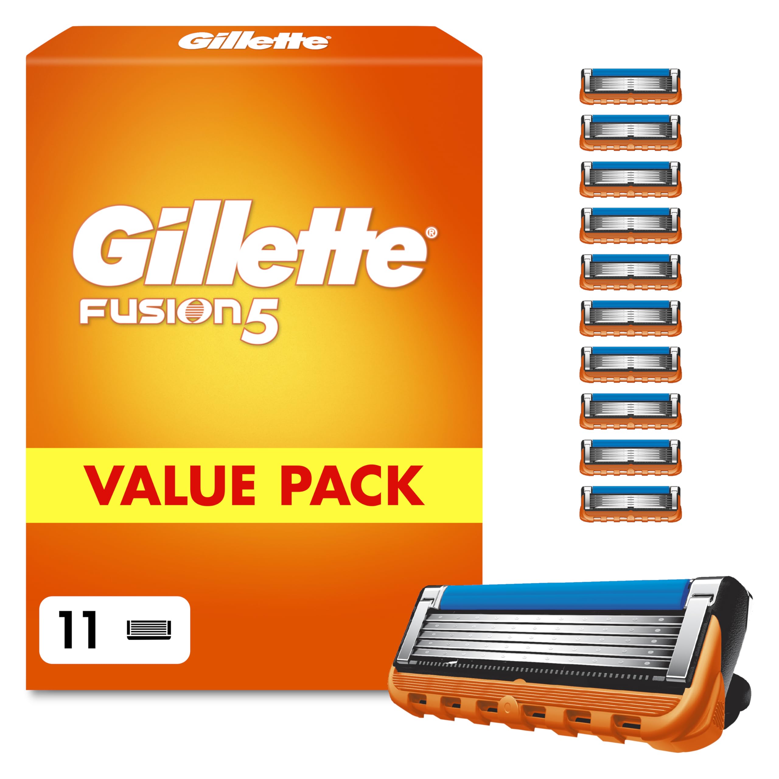 Gillette Fusion5 Razor Blade Refills for Men, 11 Count | 5 Anti-Friction Blades 