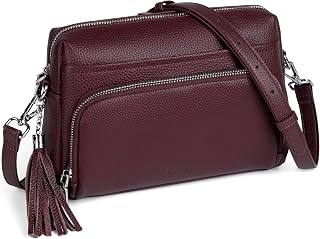 befen Women's Genuine Leather Bag RFID Blocking Medium Women's Crossbody Bag with Integrated Purse, Crossbody Bag with Adjustable and Removable Shoulder Strap
