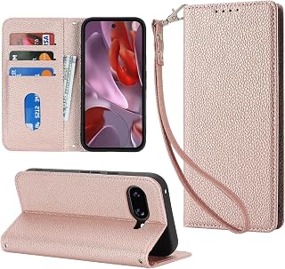【Hamany】 F52B ケース 手帳型 スマホカバー らくらくホンf-52b カード収納 スマホ ストラップ -ローズゴールド