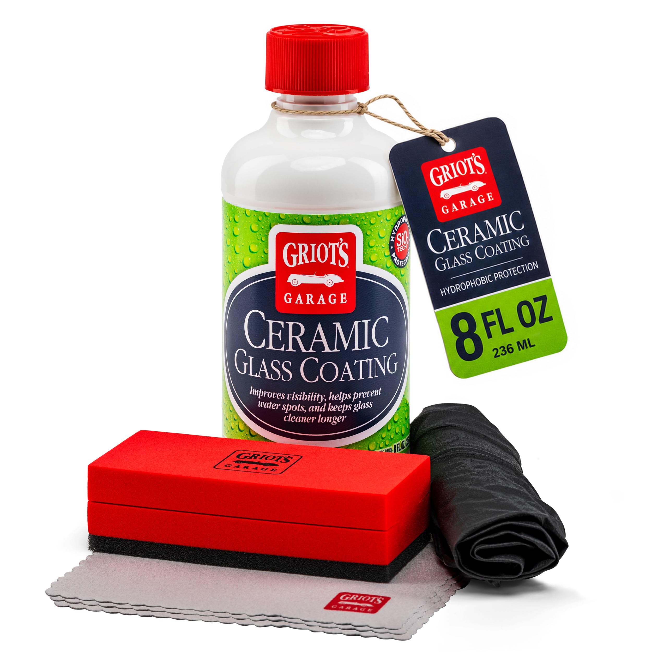 Griot's Garage Ceramic Glass Coating Kit for Cars, SiO2 Hydrophobic Sealant