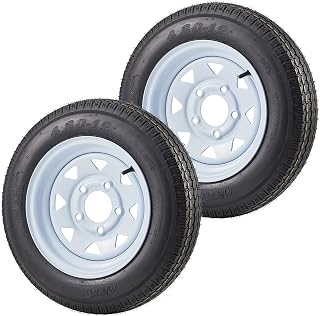 Garvee 2 Pack 4.80-12 4.80x12 480-12 Trailer Tires with 12 inch Rims | 5 Lug on 4.5 inch, Center Bore 2.95 inch, Multi-Function Utility Trailer Tire for Travel/Cargo/Boat/Horse/Farm/Lawn Mower