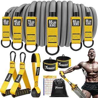 WOQQW Resistance Bands, Heavy Exercise Bands with Handles, Workout Bands for Men, Weight Fitness Bands Set for Muscle Training, Strength, Stretching - Home Gym Workout Equipment.
