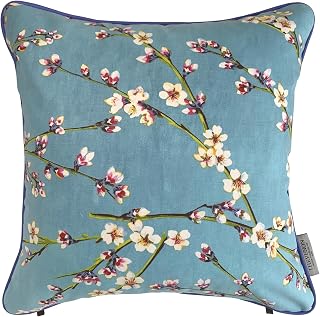 Out Style Throw Pillow Cover French Fabric Direct Import Japanese Sewing Floral Pattern (Almond Flower Blue, 45x45)