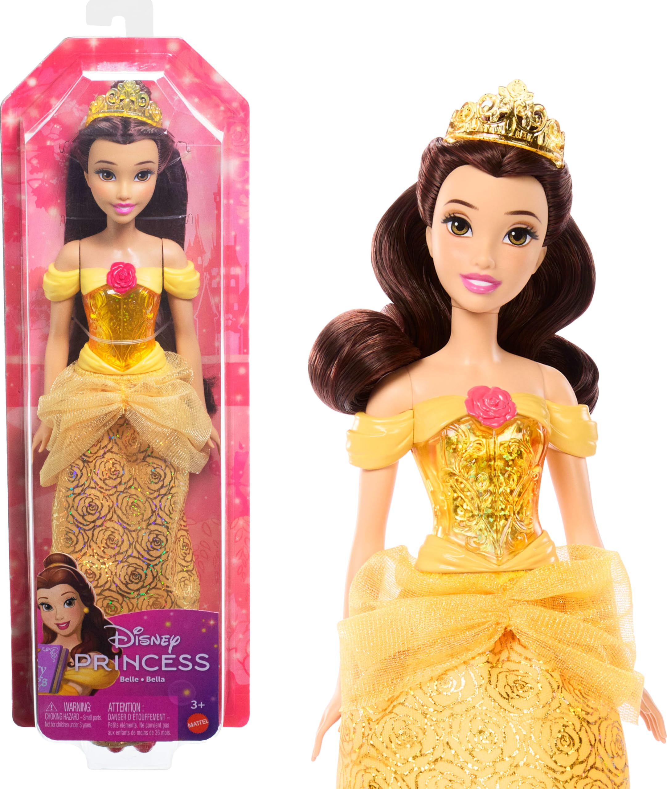Mattel Disney Princess Belle Fashion Doll in Signature Look | Sparkling Fashion 