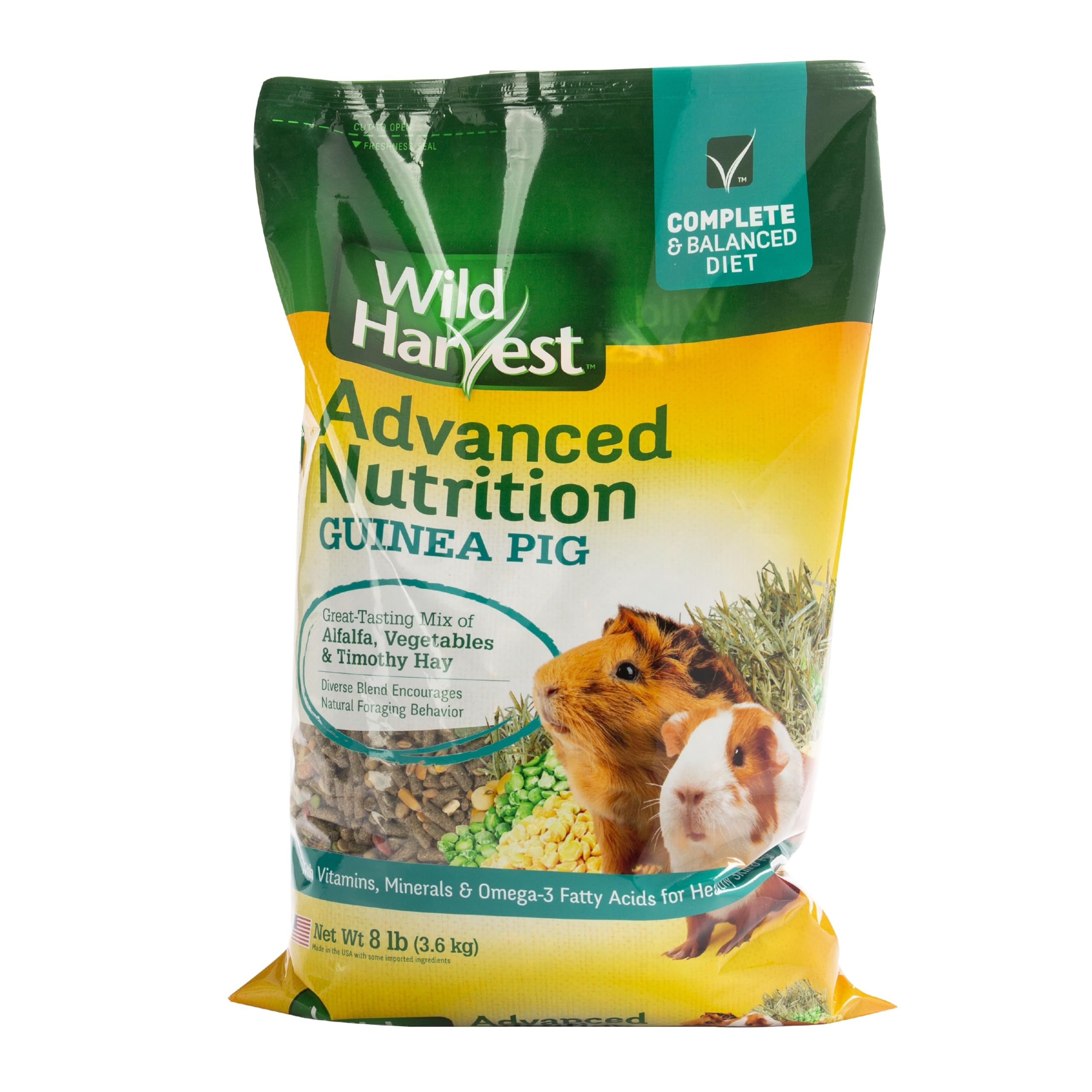 Wild Harvest Advanced Nutrition Guinea Pig Food, 8 lbs | Daily Blend Of Alfalfa,