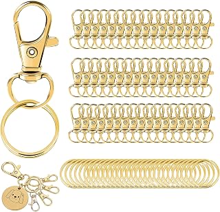 50PCS Keychain Making Kit, Including 25PCS Keychains Clips Hooks and 25PCS Key Chain Rings, Lobster Claw Clasps with Keychains Rings, Golden