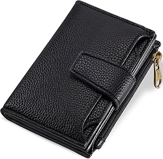 Airkit Small Wallet Women RFID Blocking Vegan Leather Bifold Compact Card Holder Wallet for Women with Zipper Coin Pocket 4 ID Window