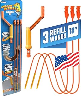 Drain Weasel Sink Snake Hair Clog Remover Tool, 3 Pack Disposable Wands | Drain Cleaning Tool for Bathroom, Shower, Tub, and Floor Drains, USA Made by FlexiSnake