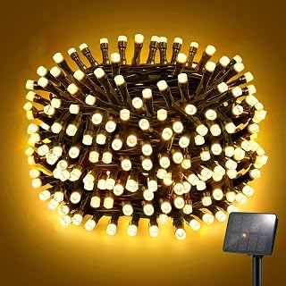 FFZZKJ Solar String Lights Outdoor Garden 50LED 5M 16.4FT Garden Lights Solar Powered Waterproof 8 Modes for Patio/Yard/Tree/Gazebo/Terrace/Party/Wedding - Warm White
