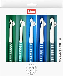 Prym Ergonomics Crochet Hook Set, Large | Sizes 7mm, L (8mm), M (9mm), N (10mm), O (12mm), Crochet Essentials
