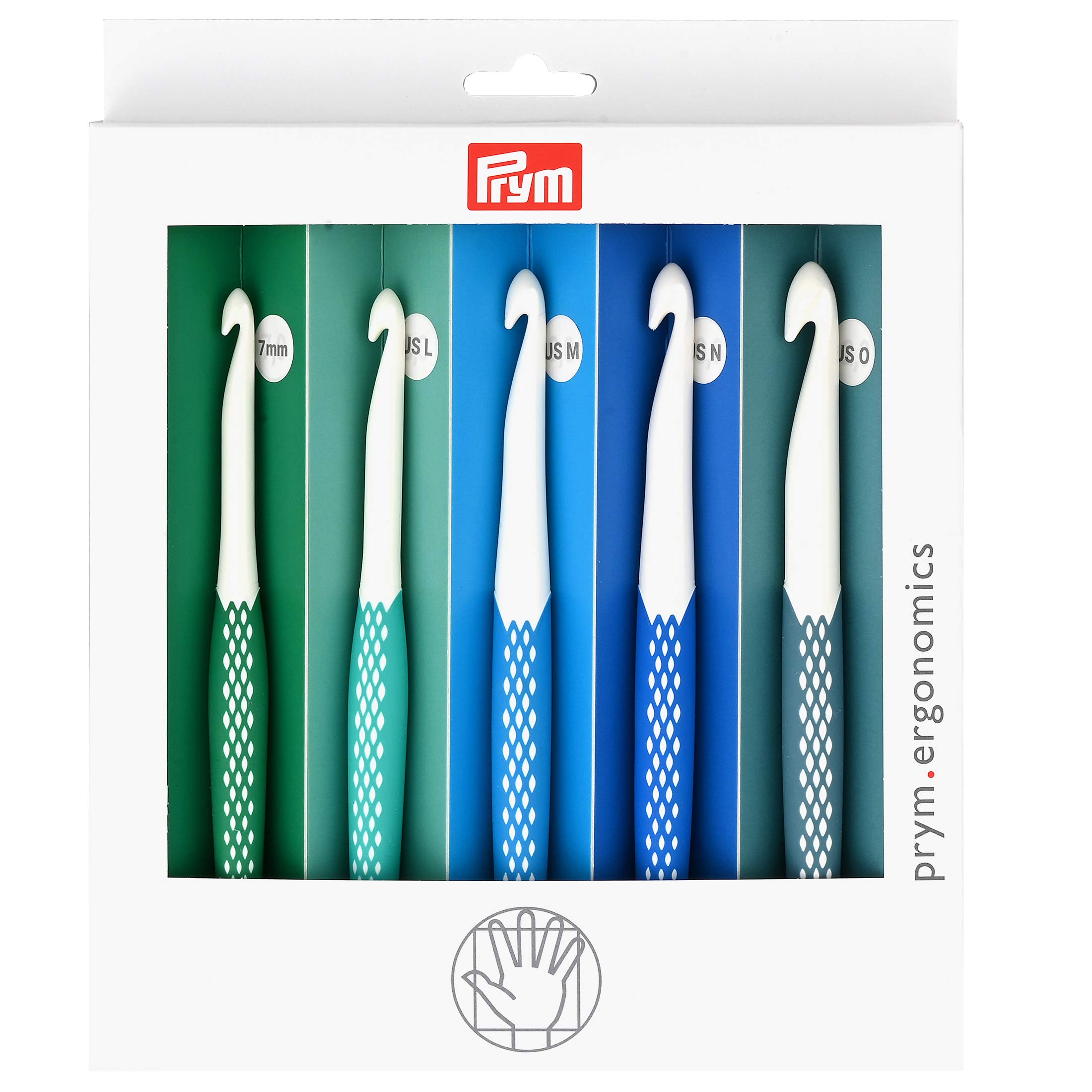 Prym Ergonomics Crochet Hook Set, Large | Sizes 7mm, L (8mm), M (9mm), N (10mm),