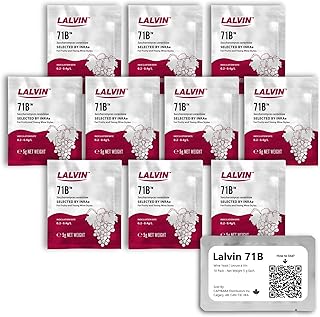 Lalvin 71B Wine Yeast (10 Pack) - Sold by CAPYBARA Distributors Inc. | Make Wine Cider Mead Kombucha At Home, 5 g Sachets, Saccharomyces cerevisiae