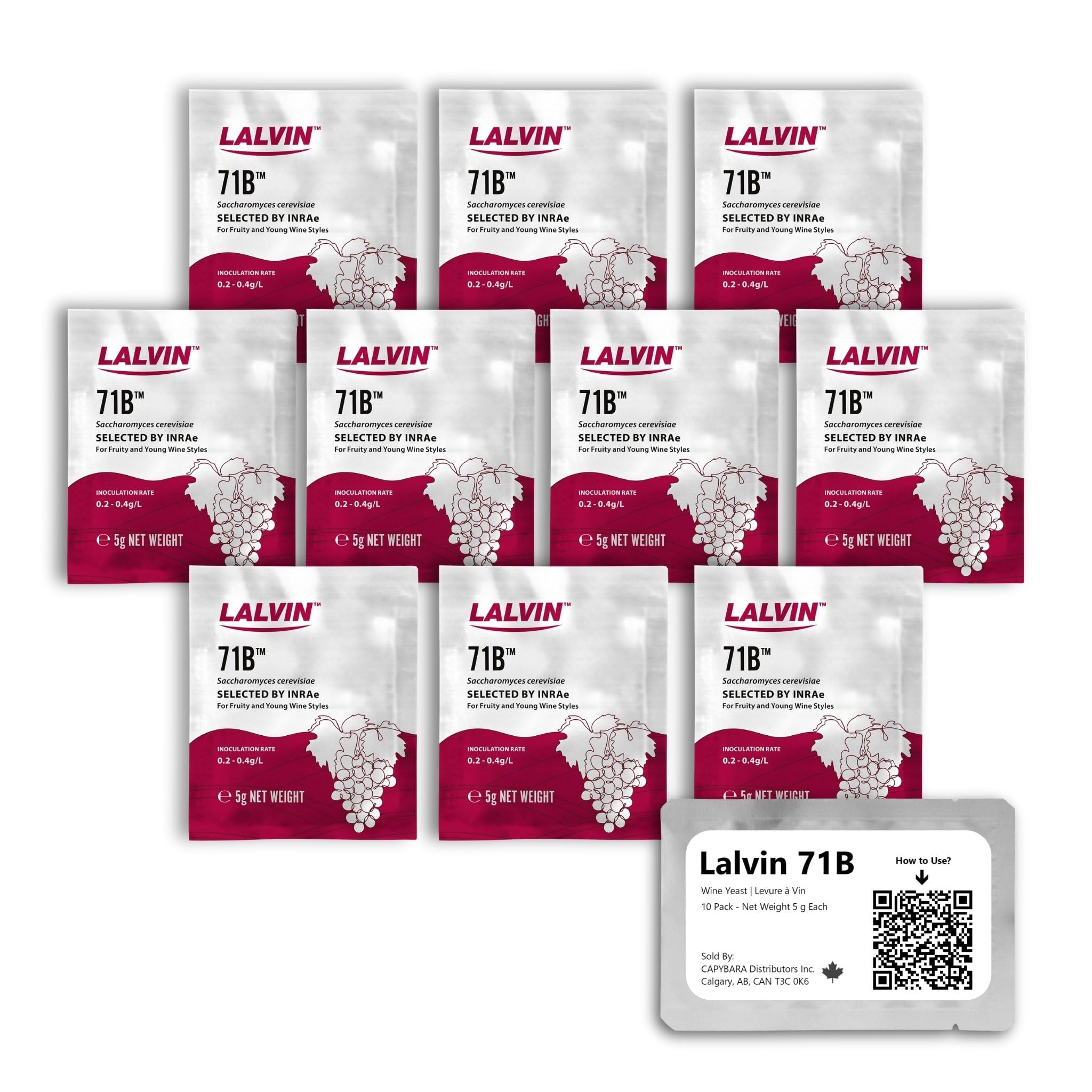 Lalvin 71B Wine Yeast (10 Pack) - Sold by CAPYBARA Distributors Inc. | Make Wine