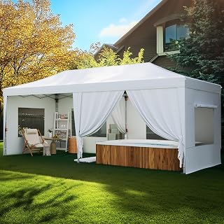 Quictent 10x20FT Pop Up Canopy Tent with Sidewalls | Heavy Duty Party Tent for Outdoor Events Weddings, Easy Setup Carpas para Fiestas with Mesh Windows, Waterproof