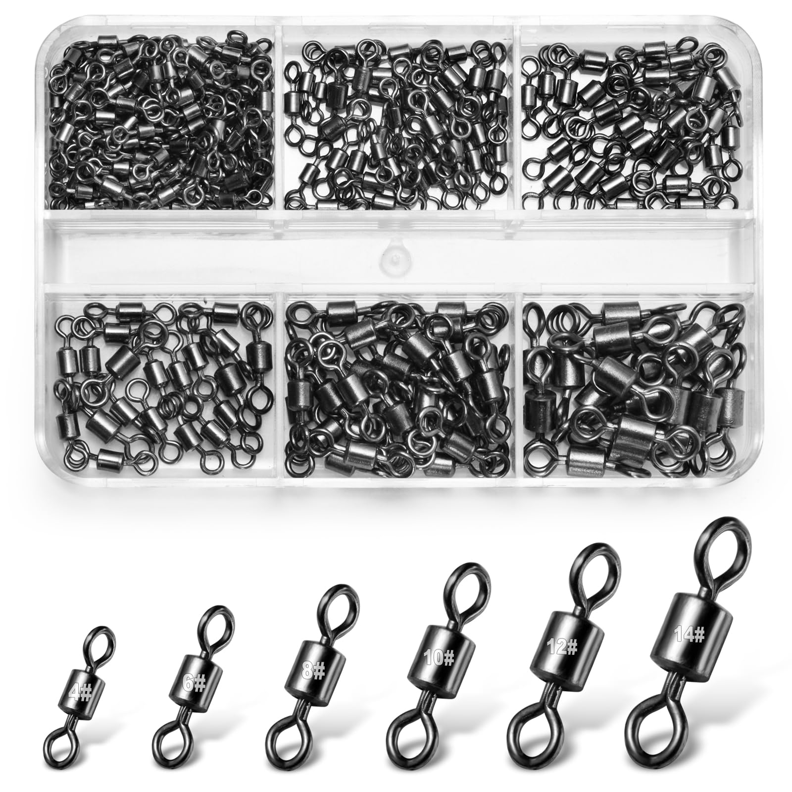 200/300 Pcs Barrel Fishing Swivels 4# 6# 8# 10# 12# 14# Rolling Fishing Connecto