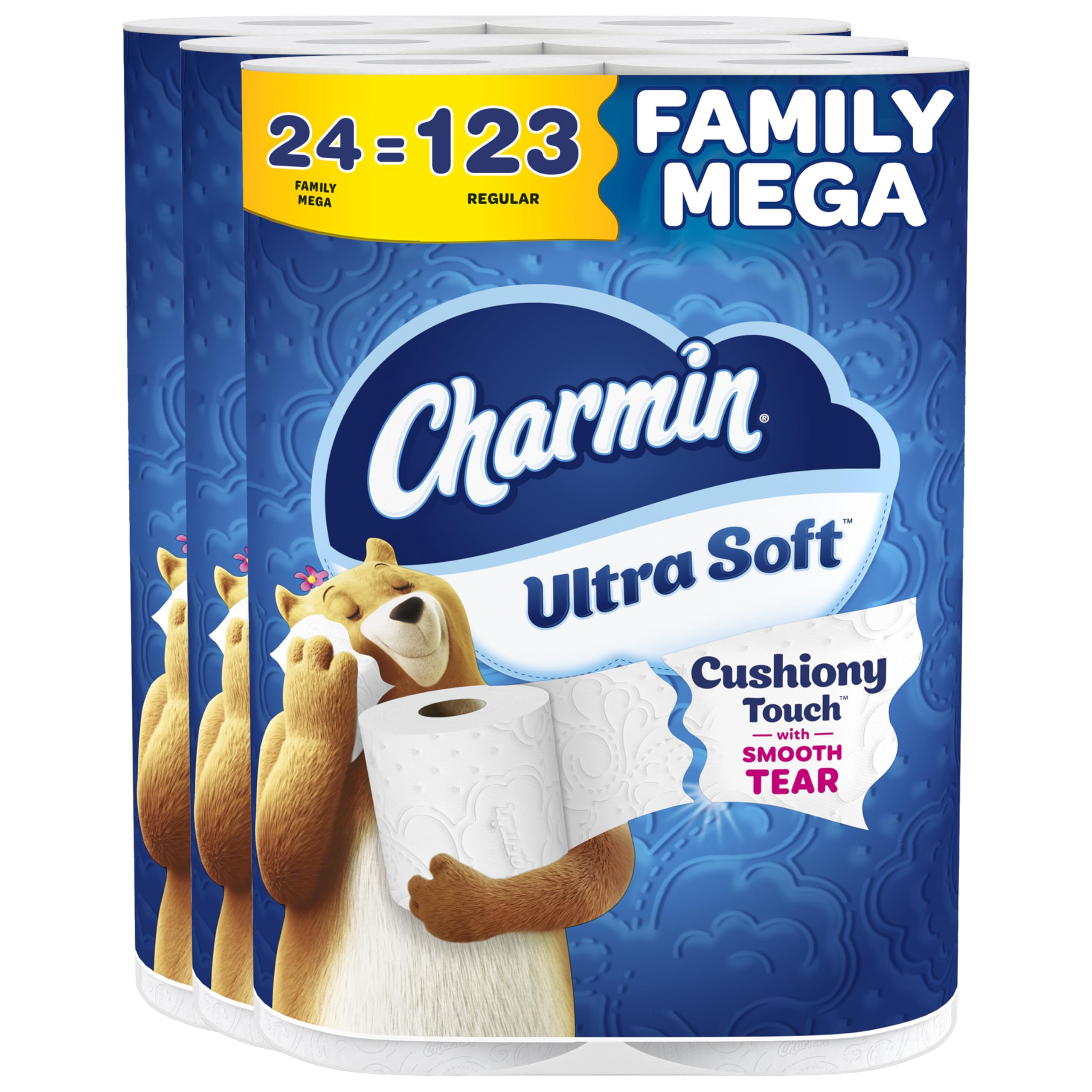 Charmin Ultra Soft Cushiony Touch Toilet Paper, 24 Family Mega = 123 Regular Rol